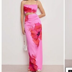 Pink Floral Maxi Skirt -Good American NWT